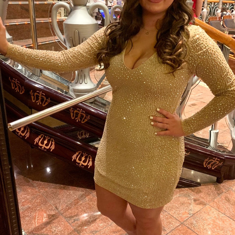 Nude/tan with silver rhinestones dress